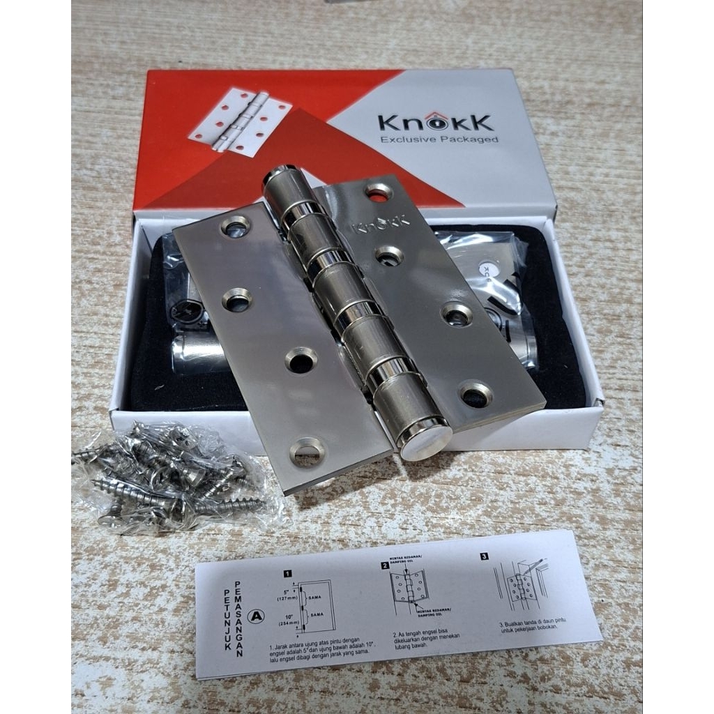 Engsel besi Knokk 4" / Engsel pintu 4" ketebalan 3mm (perpasang)