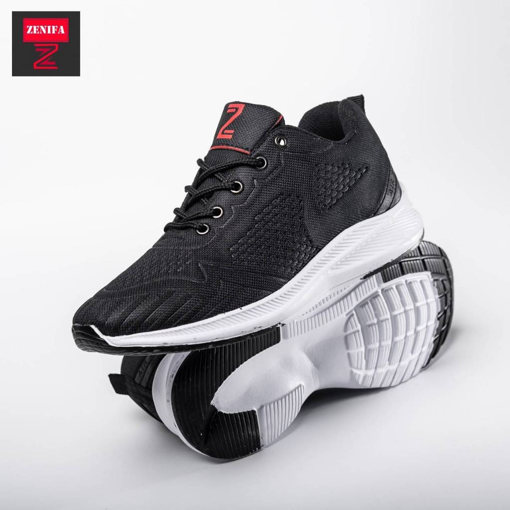 Zenifa - Sepatu Pria Sepatu Sneakers Pria Running Gym Sport Shoes Kanvas Hitam