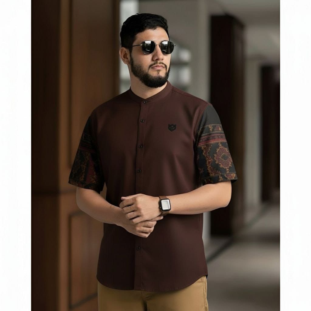 Baju Koko lengan pendek Couple motif kombinasi batik warna hitam Couple Ayah dan Anak premium