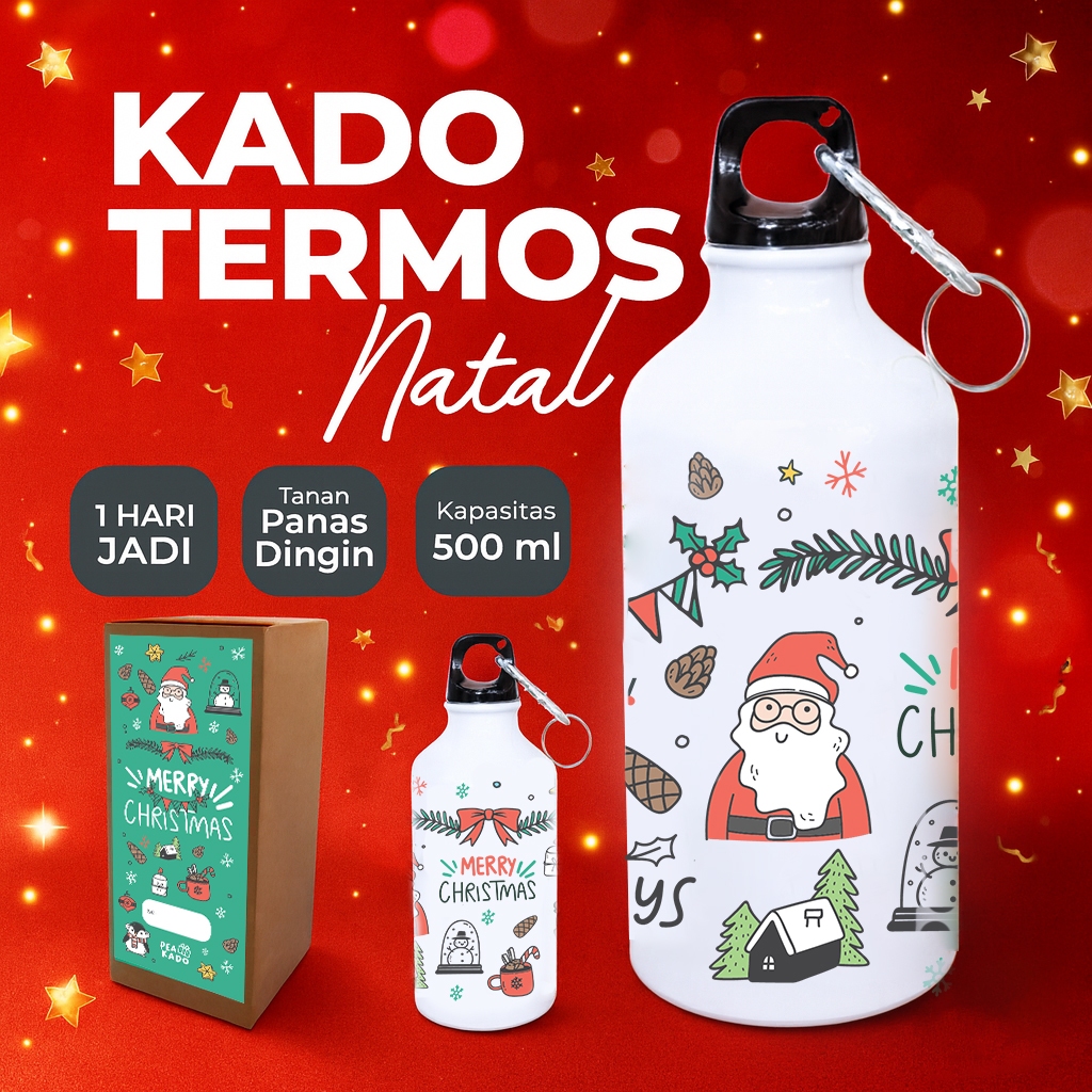 Botol Minum Termos Kado Natal – Christmas Gift Set 500ml Free Box