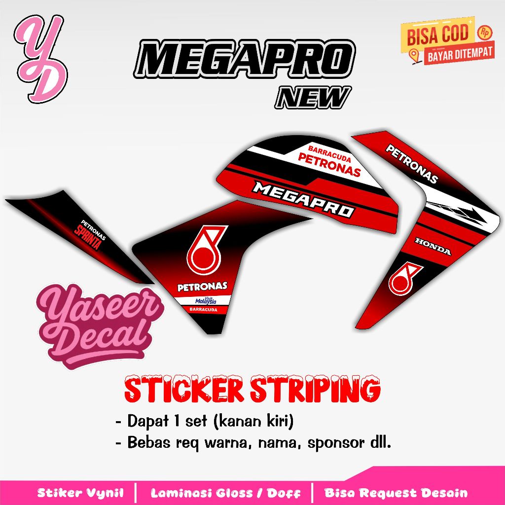 Striping Megapro New - Sticker Striping Variasi Lis Megapro New - Striping Hologram Megapro New - Pe