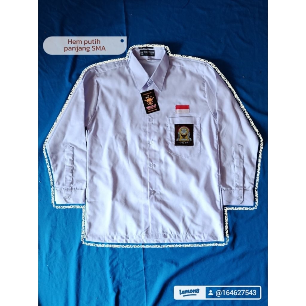 Seragam Putih SMA lengan panjang hem putih panjang SMA