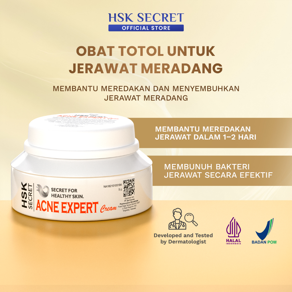 HSK Secret Acne Expert Cream | Atasi Jerawat Meradang & Mengecilkan Pori-pori
