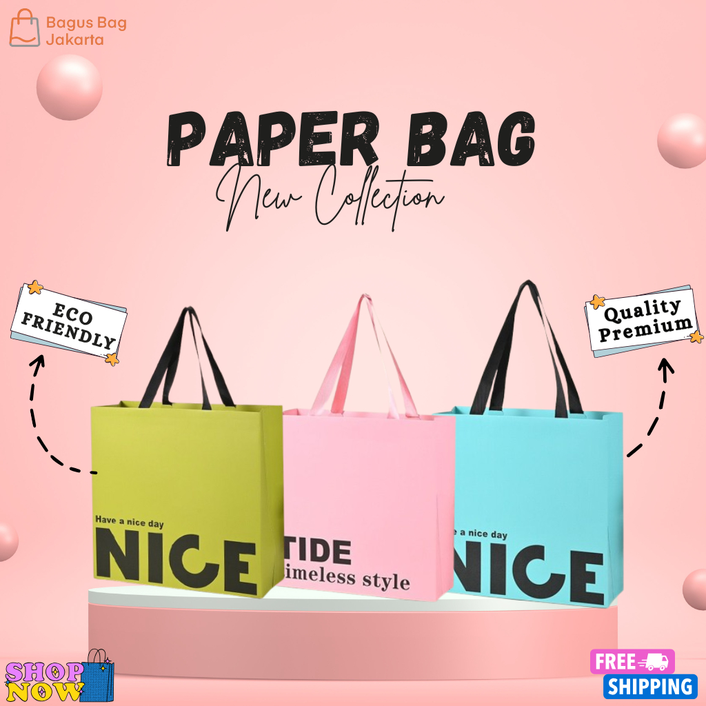 BagusBag Paper Bag Premium Ribbon Handle Jumbo Kuat | Tas Kertas Kado Hampers Souvenir Gift Bag