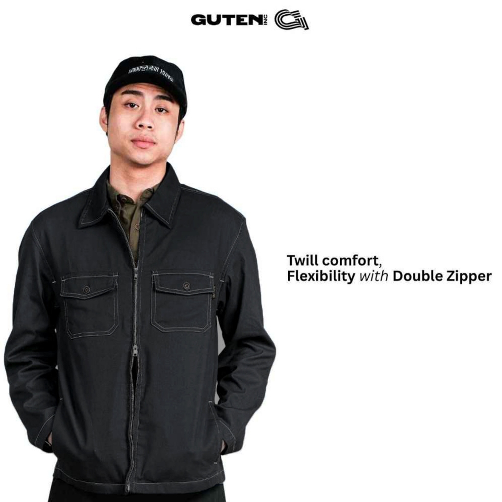Guteninc Jacket Double Zipper Trucker Twill Midnight