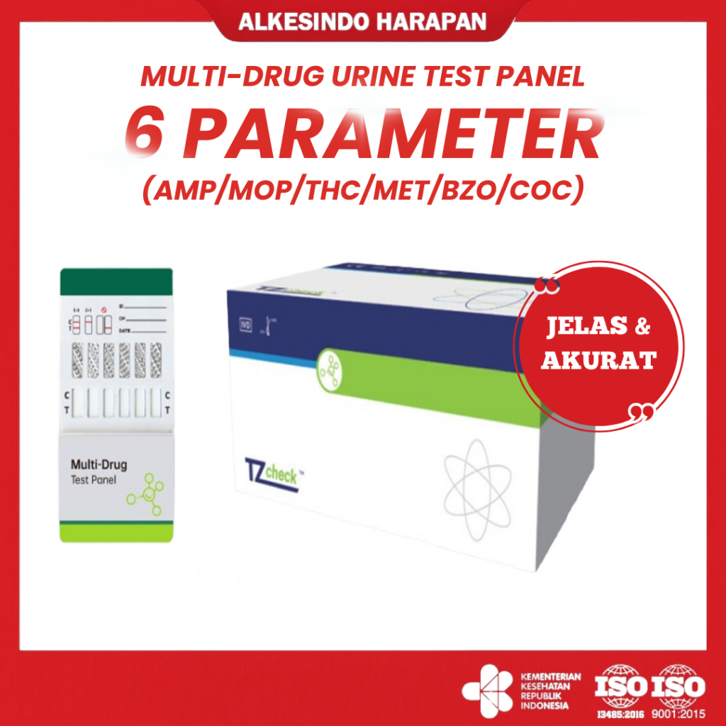 Tzcheck Drug Test 6 Parameter Urine – Tes Narkoba Rapid Screening Kit Isi 20