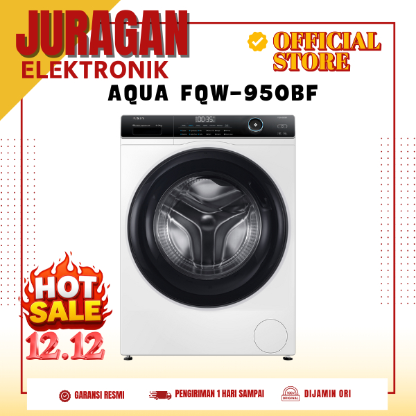 Mesin Cuci AQUA FQW-950BF front Loading 9Kg ABT Technology Refresh 525 Drum FQW950BF 950BF