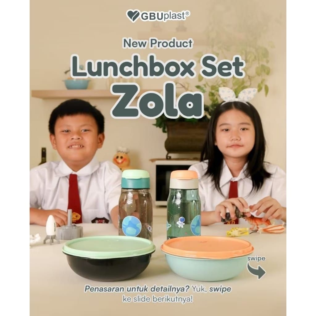 Lunch Box Zola GBU TEBAL SET DAPAT BOTOL + LUNCH BOX