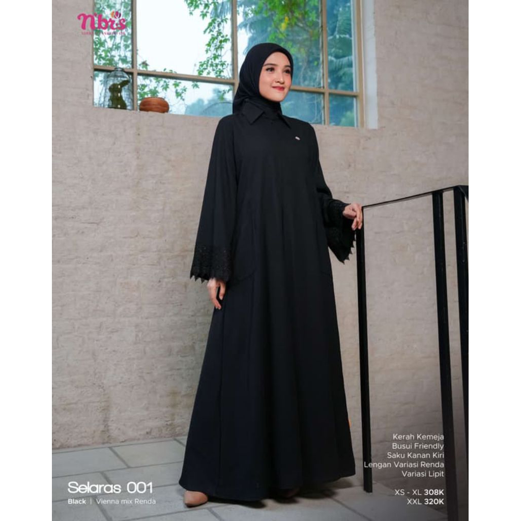 NIBRAS SELARAS 001 || BY NIBRAS || GAMIS WANITA TERBARU|| ABAYA HITAM||
