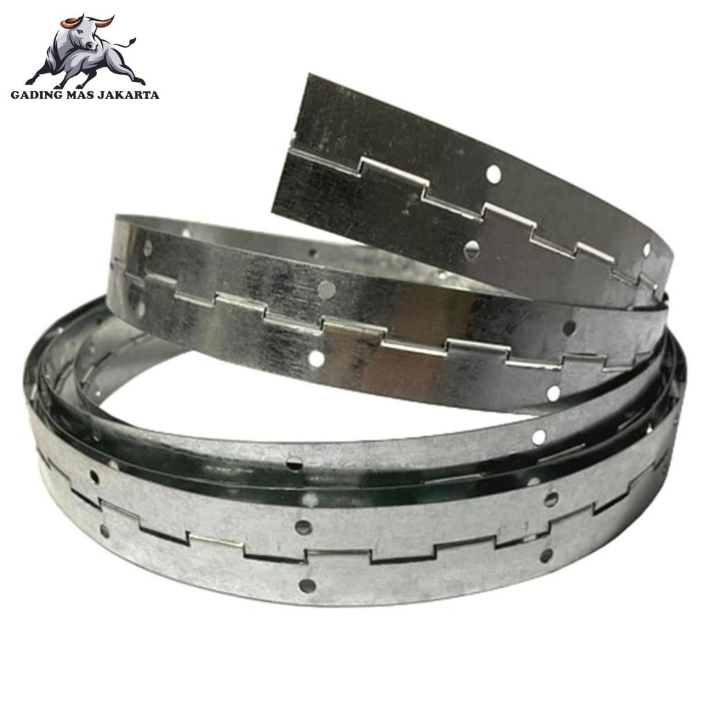 Engsel Piano Galvanis Meteran Panjang 3 Meter / Engsel Harmonika Pintu Lemari Dapur Etalase Besi Mej