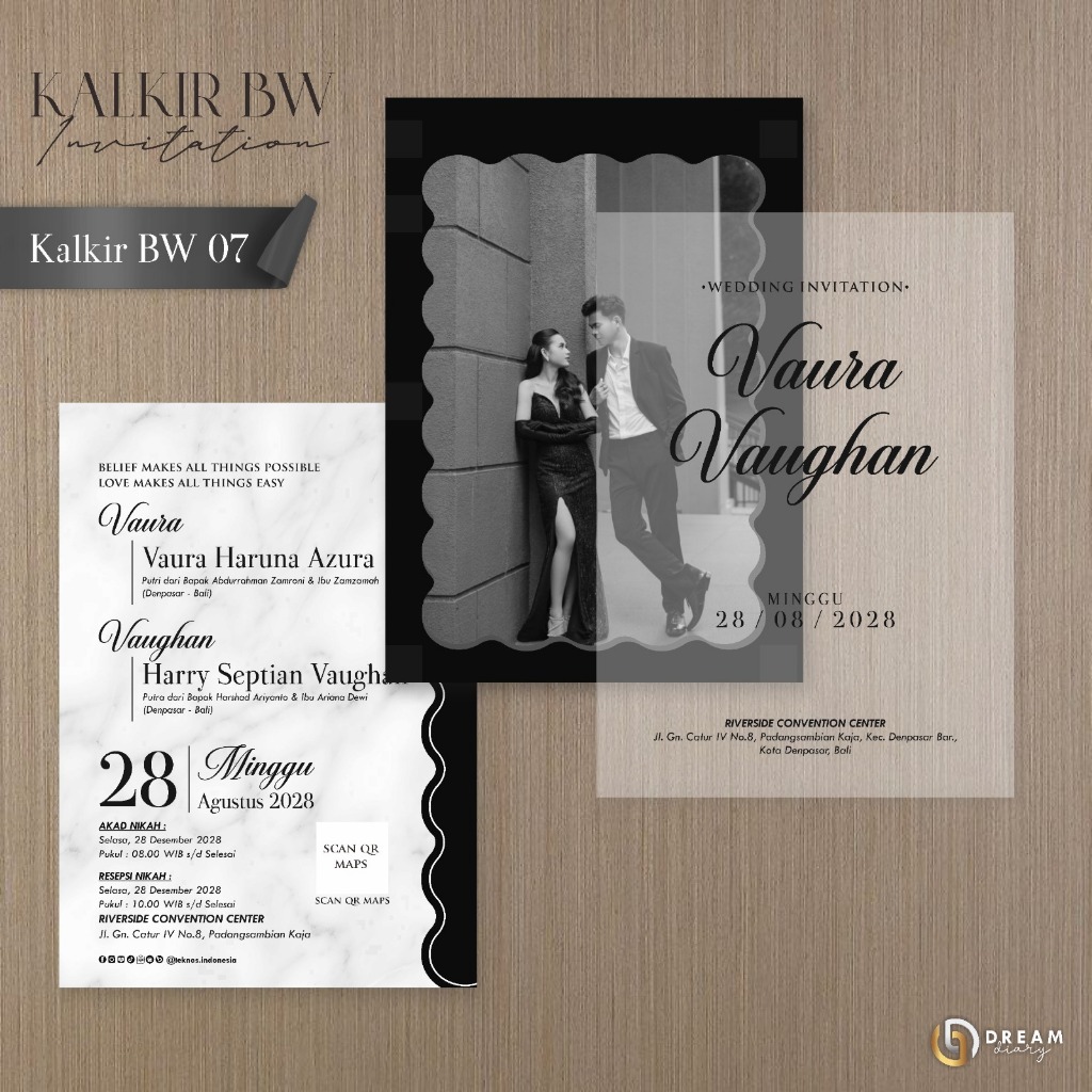 UNDANGAN PERNIKAHAN KALKIR INVITATION PREMIUM - UNDANGAN PERNIKAHAN CUSTOM KALKIR BW