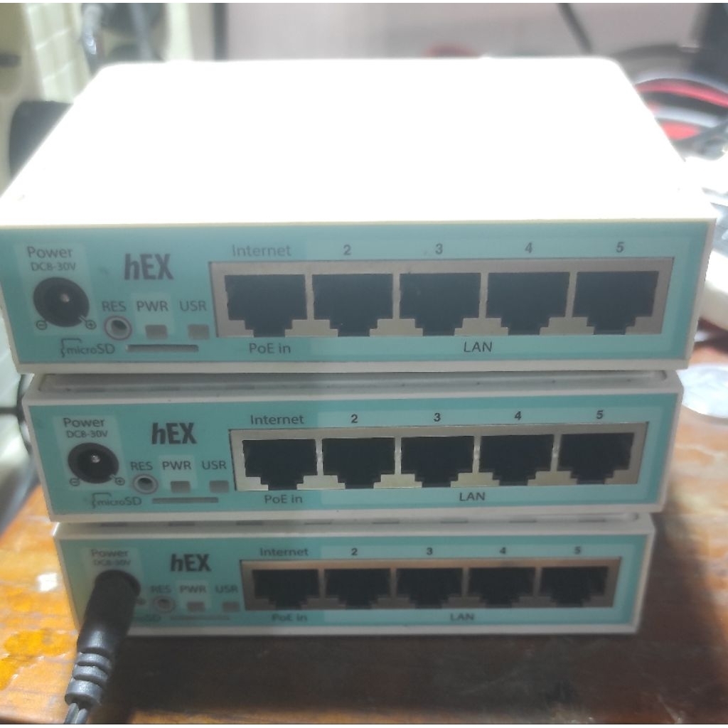 3 unit Mikrotik RB750Gr3 bekas normal unit tanpa adaptor borongan