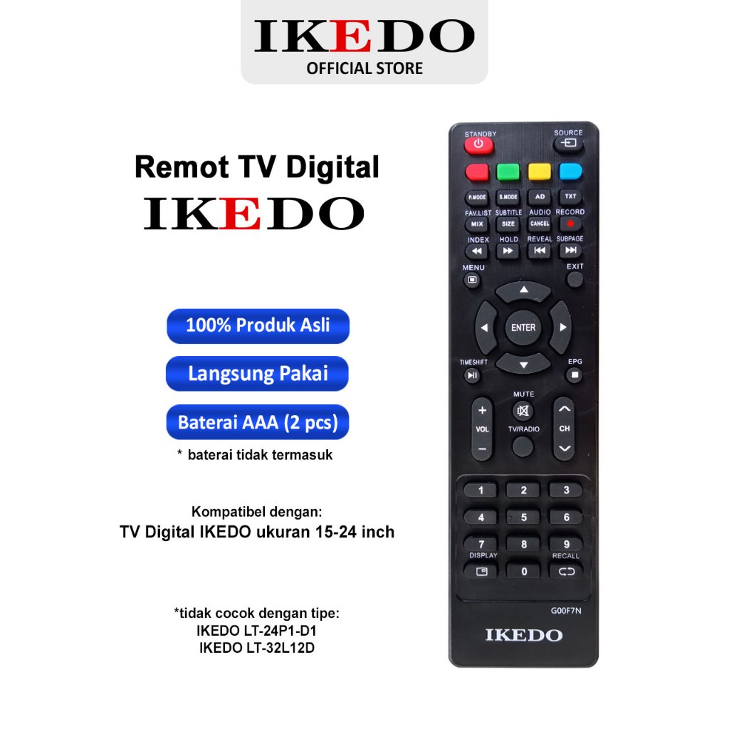 Remote TV Digital Merk IKEDO 15-24 INCH