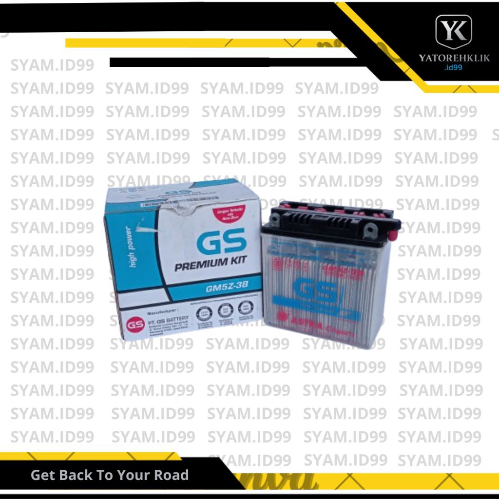 Aki Motor Basah GS Astra GM5Z-3B Premium 12V 5Ah Untuk Mio Jupiter Vega Shogun Smash Supra Fit Astre