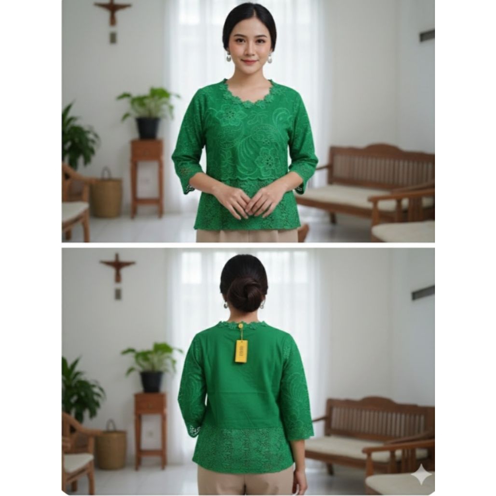 Kebaya modern kutubaru Encim ukuran lengan 7/8