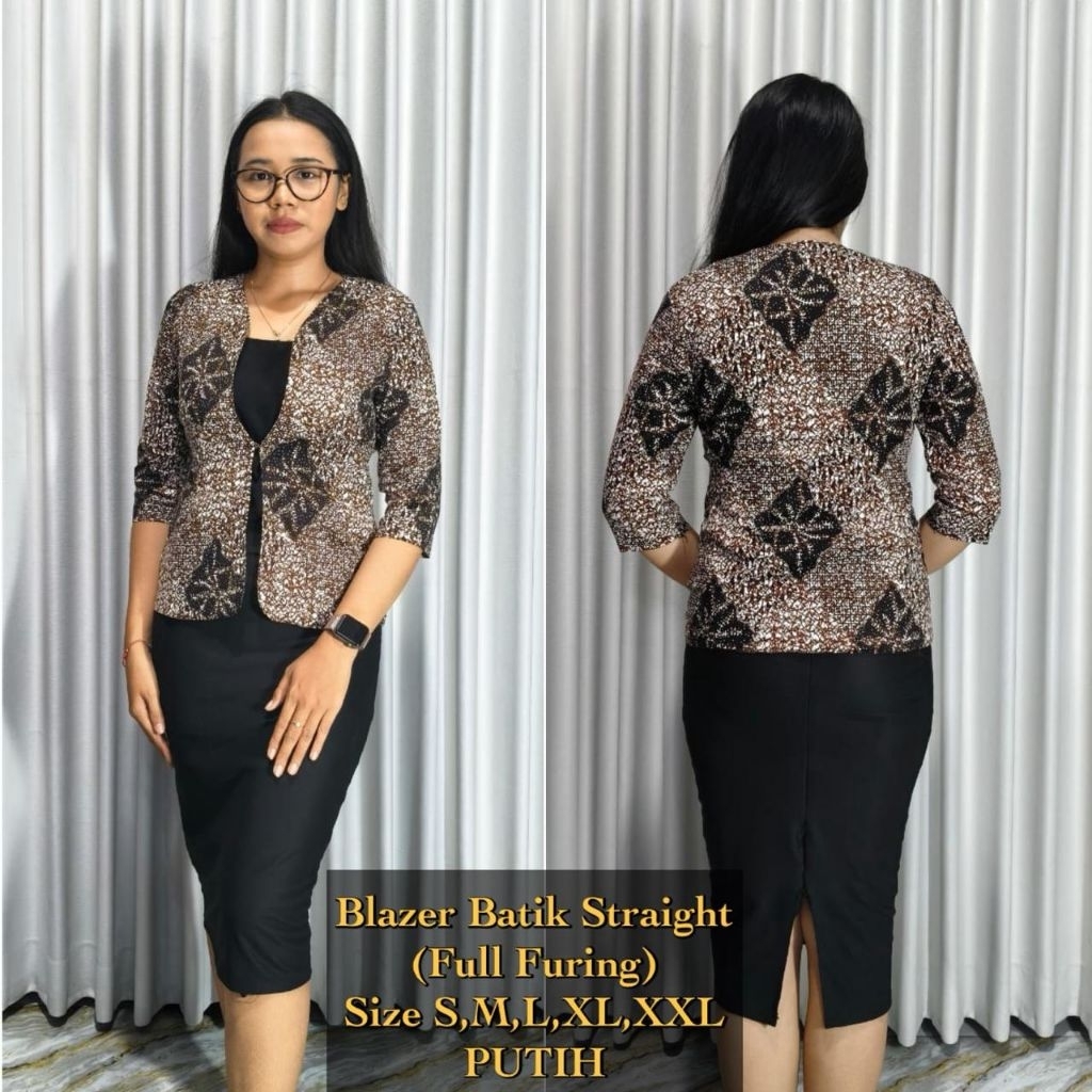 Blazer Batik Wanita Straight [full furing] size S-3XL