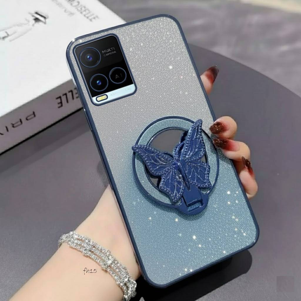 Soft Case Vivo Y21 Y21T Y21S Y21A Y33T Y33S Casing Glitter Blink Blink Ring Buterfly Miror