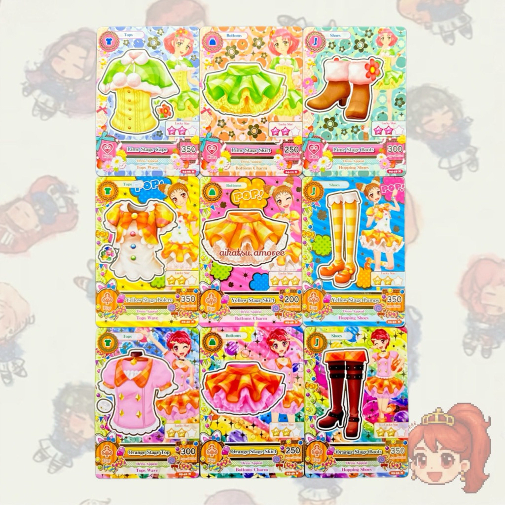TAKE ALL Aikatsu Normal Stages Lime Stage Set + Yellow Stage Set + Orange Stage Set Sakura Otome Kae