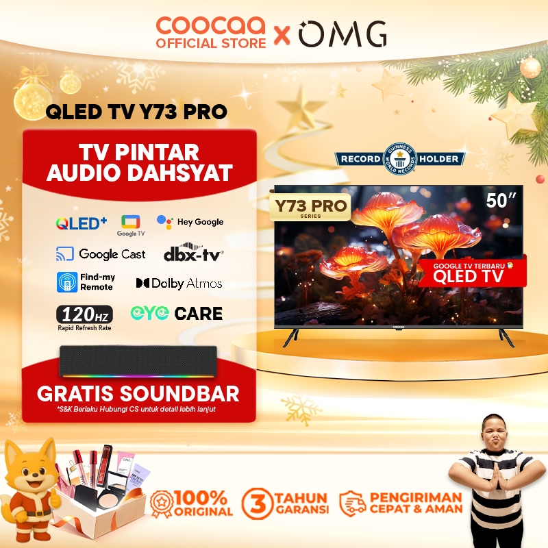 [TERBARU] COOCAA TV 50 inch Y73 Pro - 4K QLED+ - Google TV - 120Hz Motion - S AI Engine - MEMC - dbx
