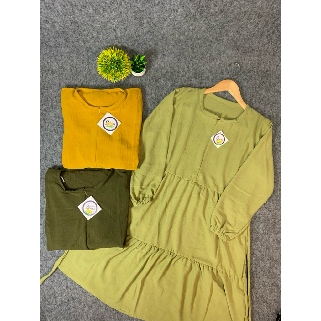 Baju wanita tunik cringkle susun dewasa model susun