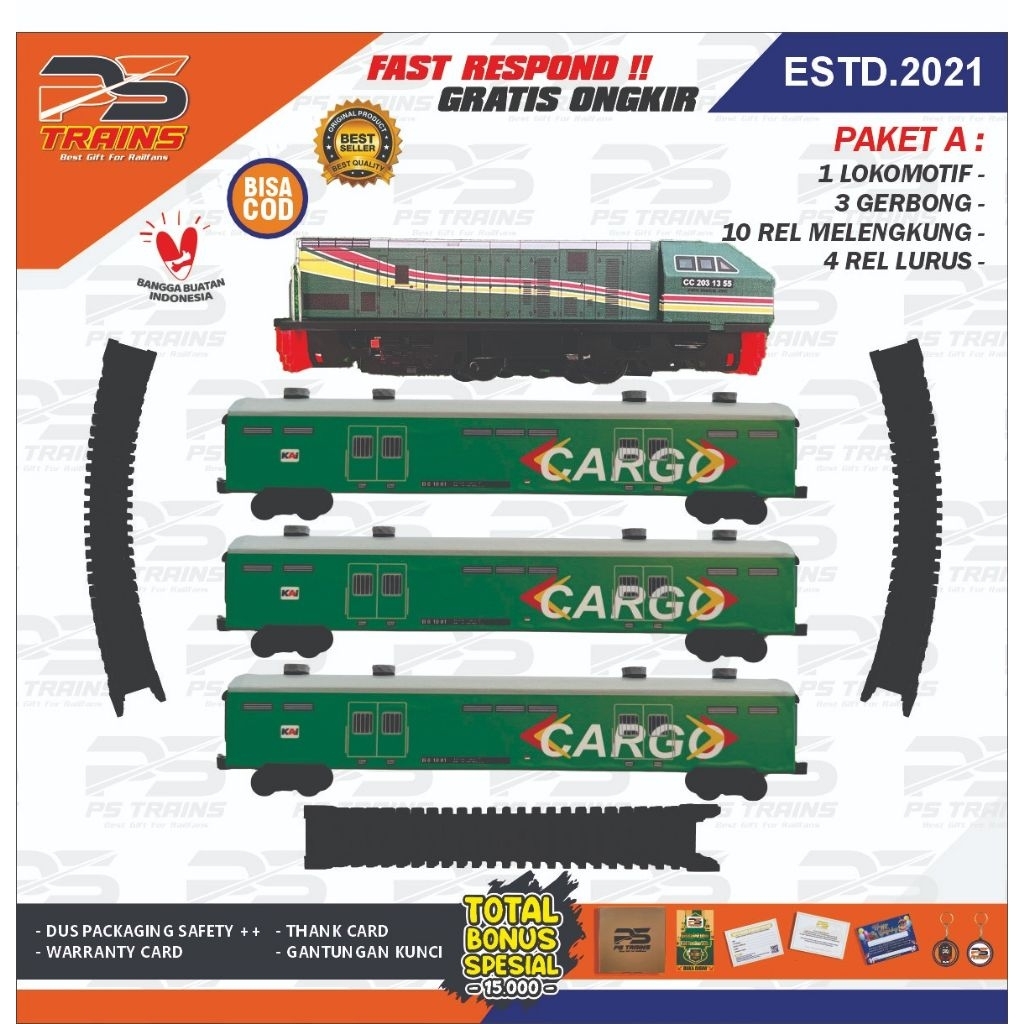 MAINAN MINIATUR KERETA API INDONESIA (BISA JALAN) LOKOMOTIF CC203 LIVERY PT.TEL