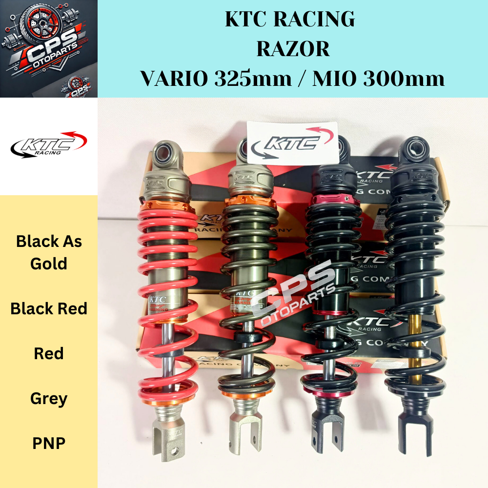 Shock Belakang KTC RAZOR Non Click 300mm 325mm | Mio Beat Vario Scoopy | Non Tabung Simple CNC