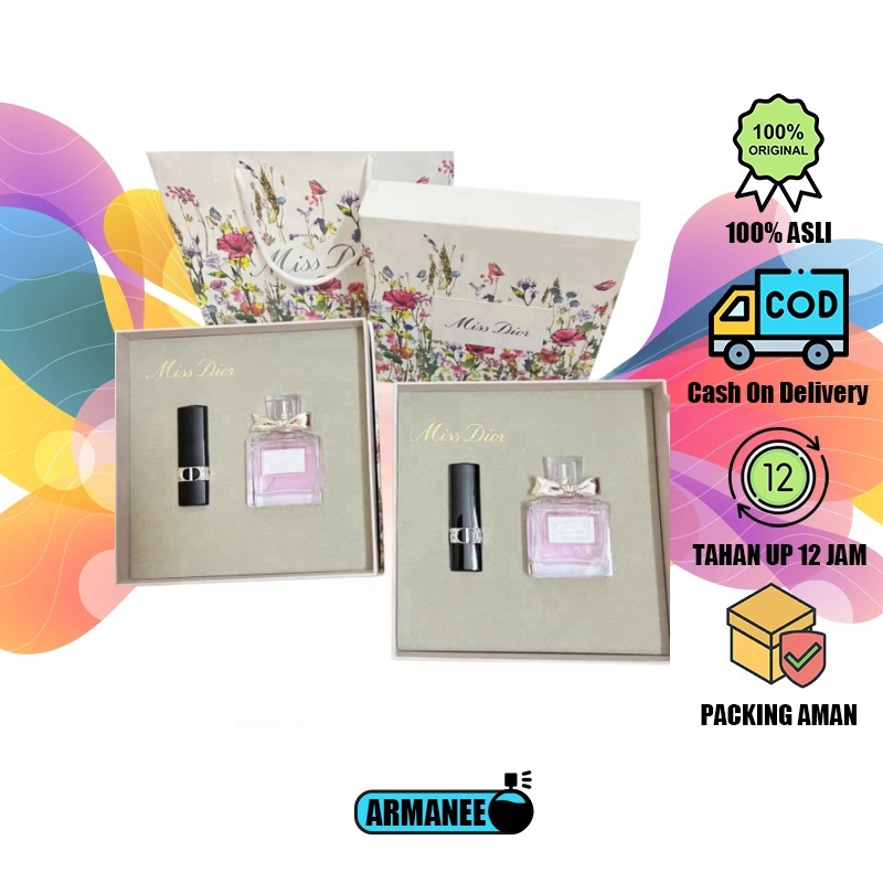 Dior Parfum Gift Set original |Miss Dior EDT 50ml +Dior lipstik Velvet #720 3.5gr Miss Dior Blooming