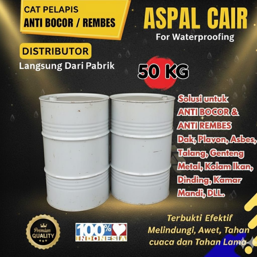 Aspal cair 50 kg - aspal cair waterproof anti rembes dan bocor