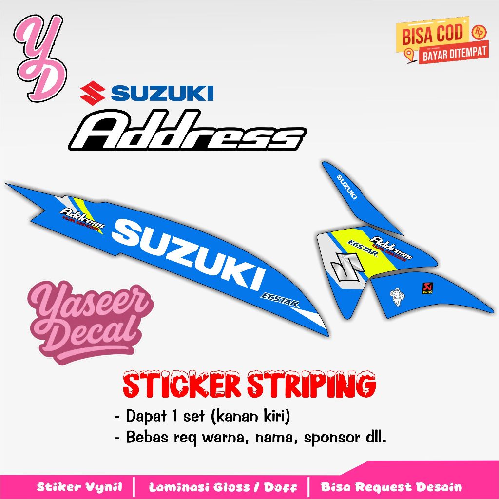 Striping Suzuki Address - Stiker Sticker Striping Variasi Lis Suzuki Address - Striping Hologram Suz
