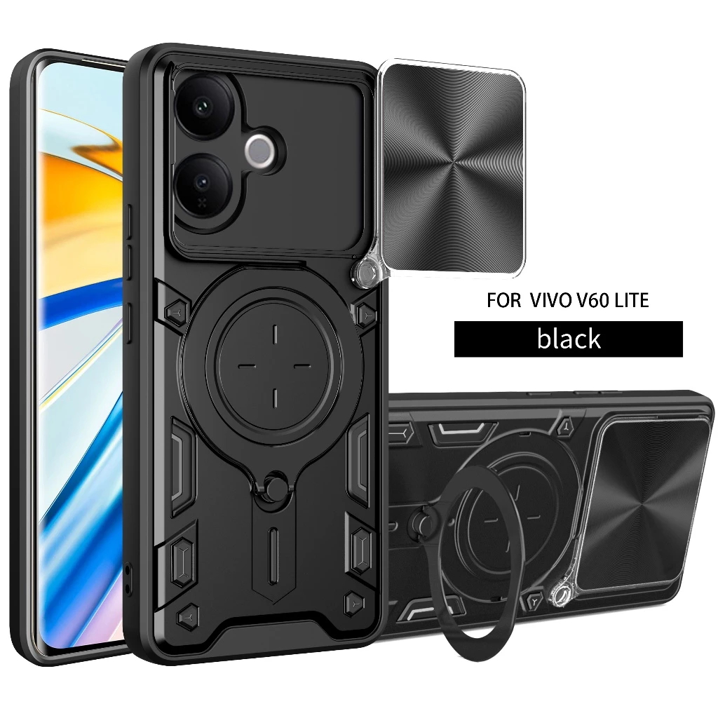 Case Vivo V60 Lite 4G / 5G / V50 Lite 4G / 5G Camera Slide 360 Ring Stand Softcase