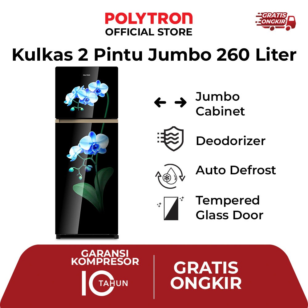 Kulkas POLYTRON Belleza 2 pintu 260 liter PRW 29MOB