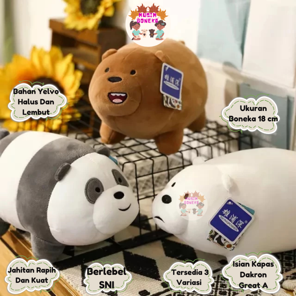 Miniso We Bare Bears, Boneka We Bear Bares Berdiri, Standing WBB Boneka Miniso