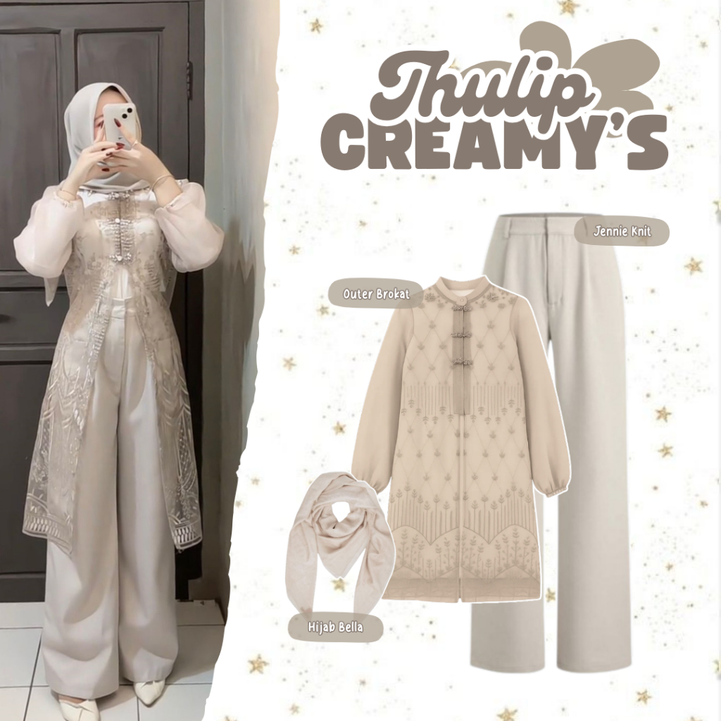 sharenaoutfit - 4 IN 1 One Set Outfit Lebaran Series One Set Brokat Baju Kondangan Lebaran (Outer Br