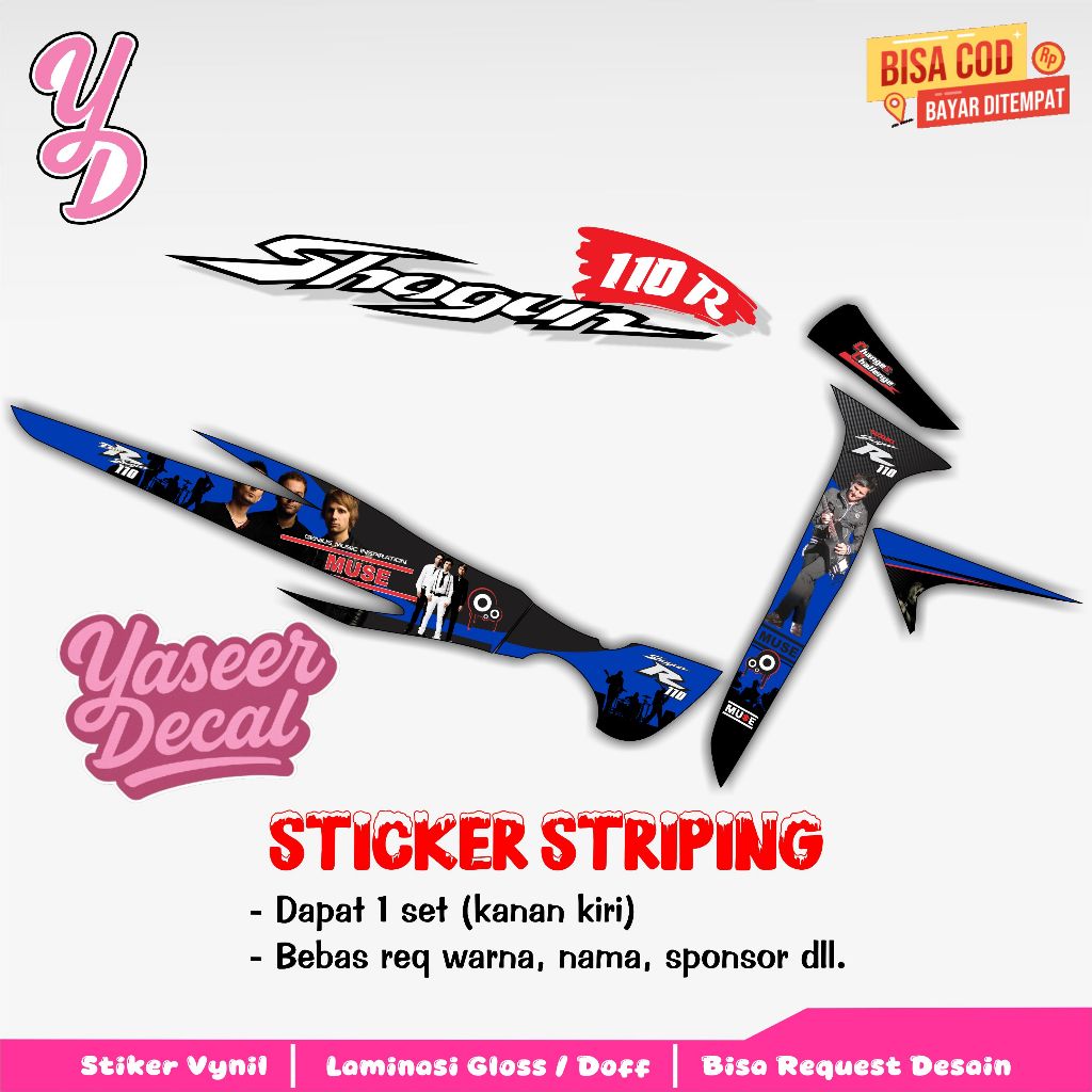 Striping Shogun 110 R - Stiker Sticker Striping Variasi Lis Suzuki Shogun 110 R - Striping Hologram 