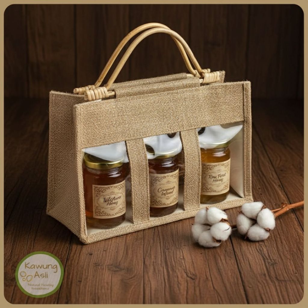 Tas Bag Goni Anyaman Rotan Hampers Toples Cantik untuk Hantaran