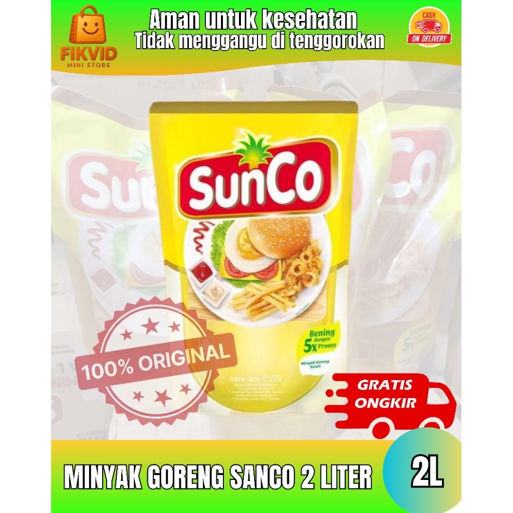 Minyak Goreng SunCo Jernih 2 liter , Tidak Mudah Menempel di Makanan