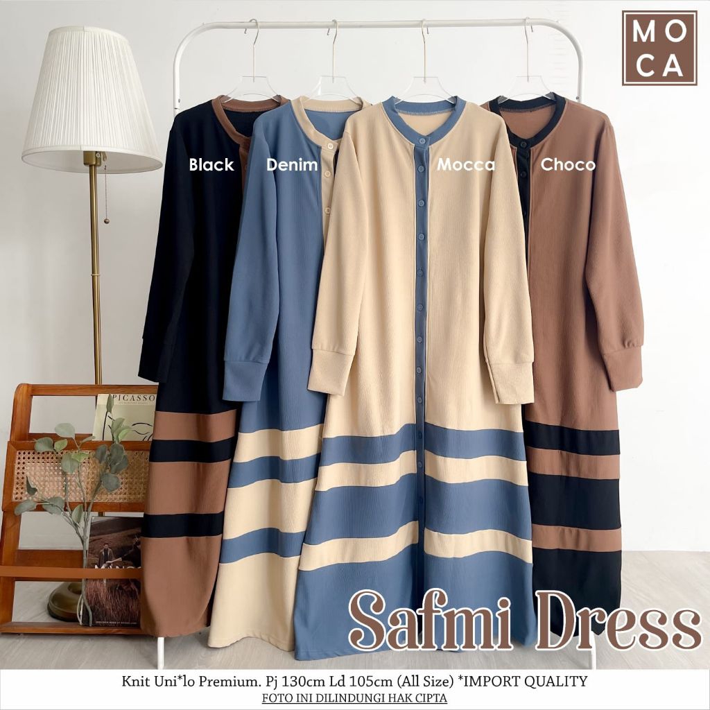 Safmi Dress Gamis Jumbo Allsize Busui Premium Knit Uniqlo Original Ori Moca Berlabel