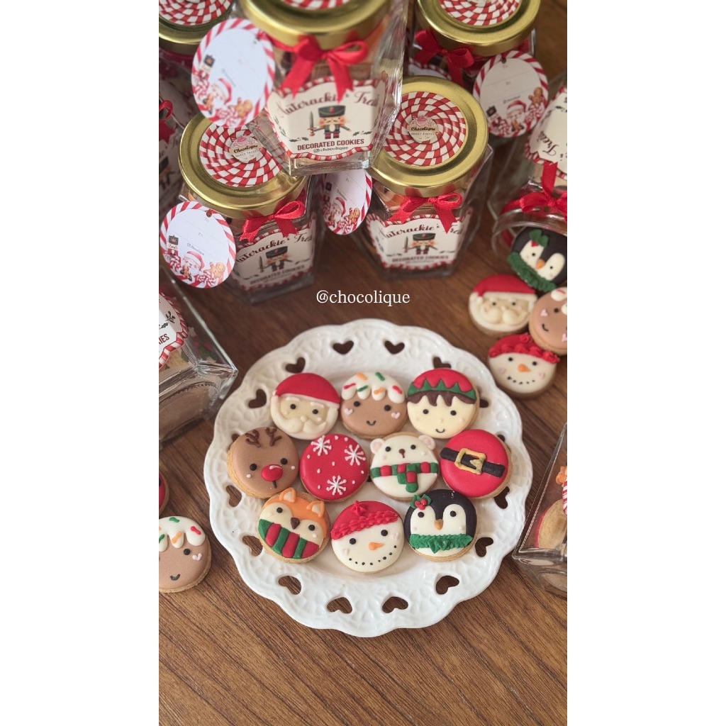Decorated Cookies in Jar / Christmas Cookie Jar / Hampers Cookies Natal