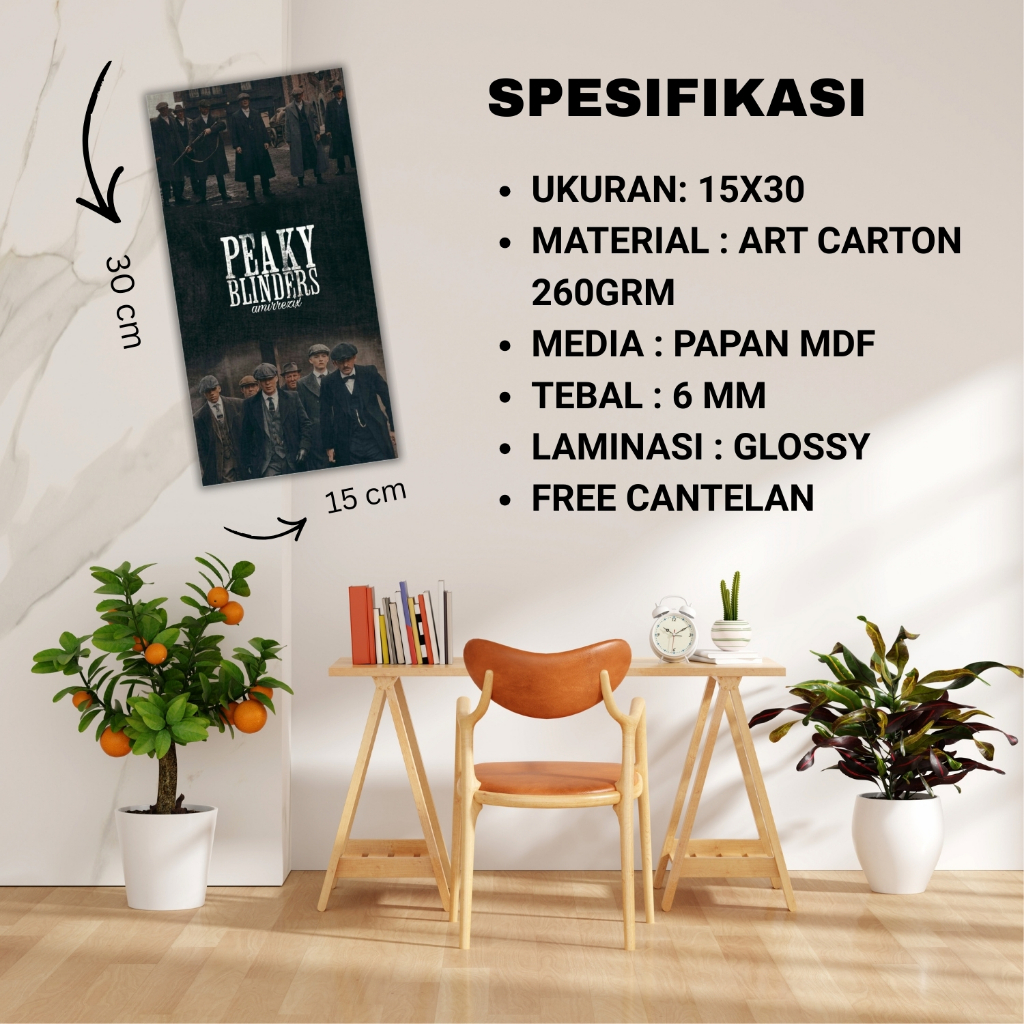 Hiasan Dinding Poster Peaky Blinders Pajangan Dekor Walldecor Kantor Kerja Ruang Tamu Modern Vintage
