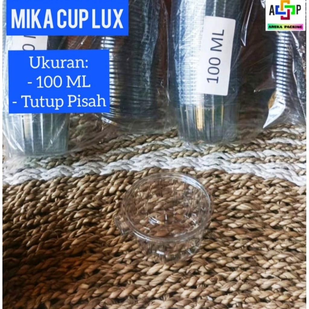 (50pcs/Pack) Mika Cup Puding 100ml Tutup Pisah(LUX) /Mika Cup Agar-Agar/Mika Cup Saus
