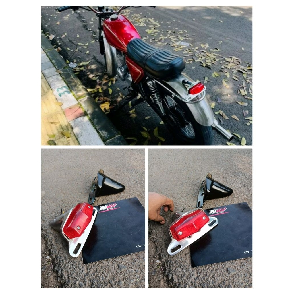 stoplamp British style. Stoplamp lucas. Lampu belakang motor custom clasik