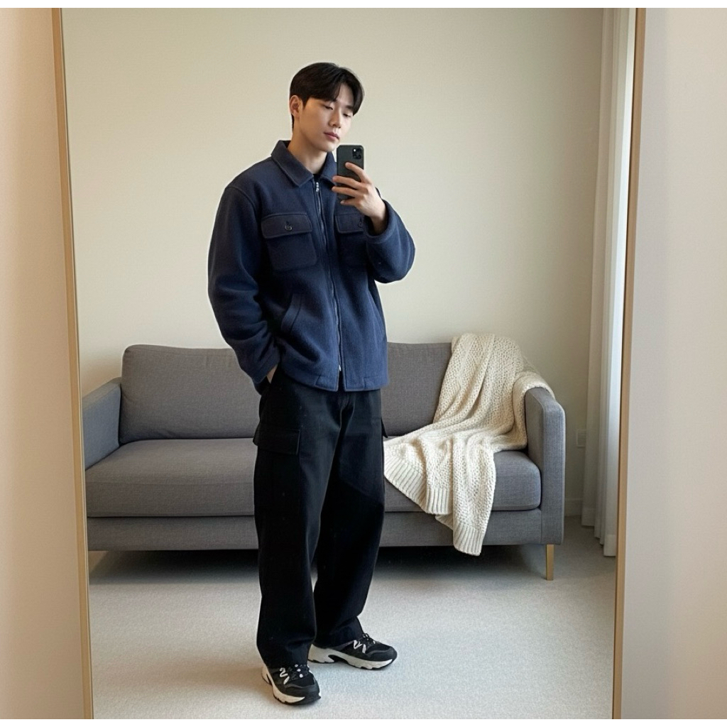 Wool Work Jacket Blouson Double Pocket