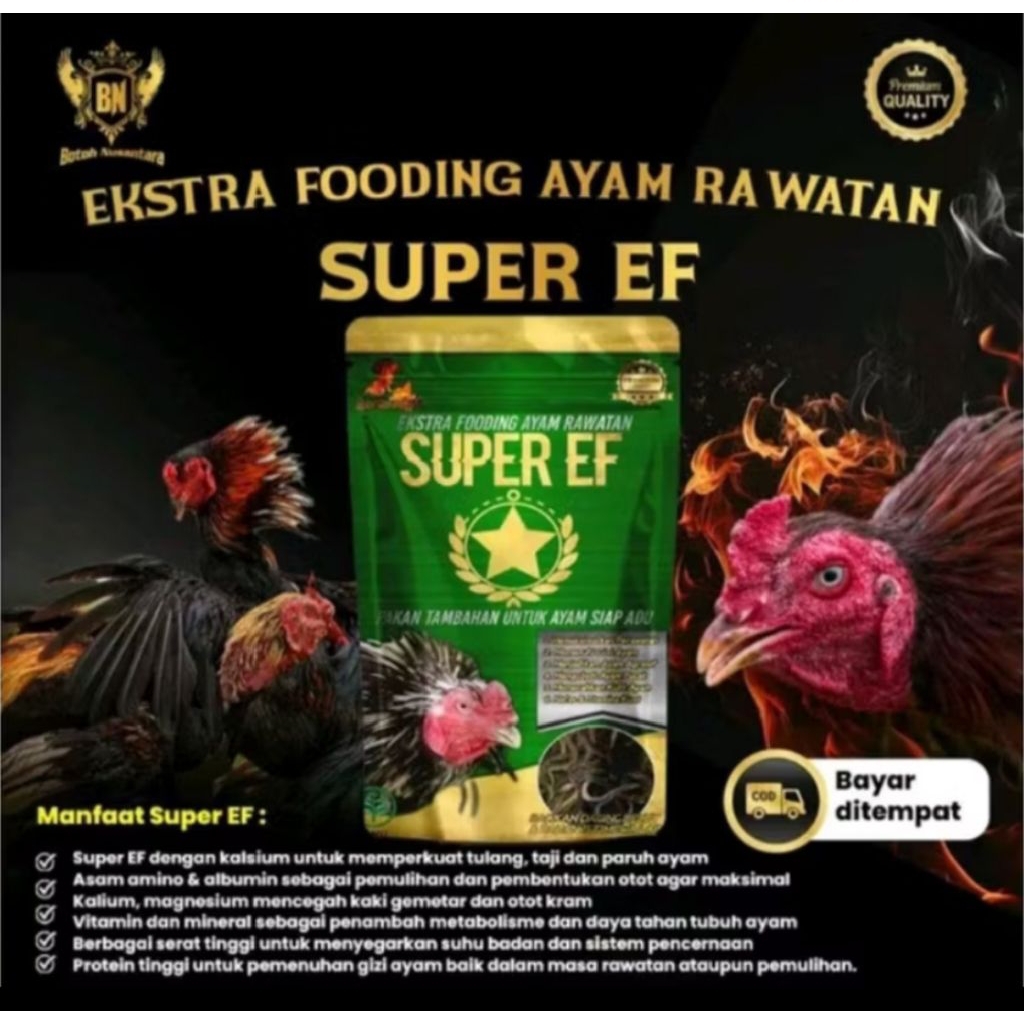 vitamin ayam SUPER EF Extra Fooding 100 gram vitamin stamina otot nafas tenaga nafsu makan ayam adua