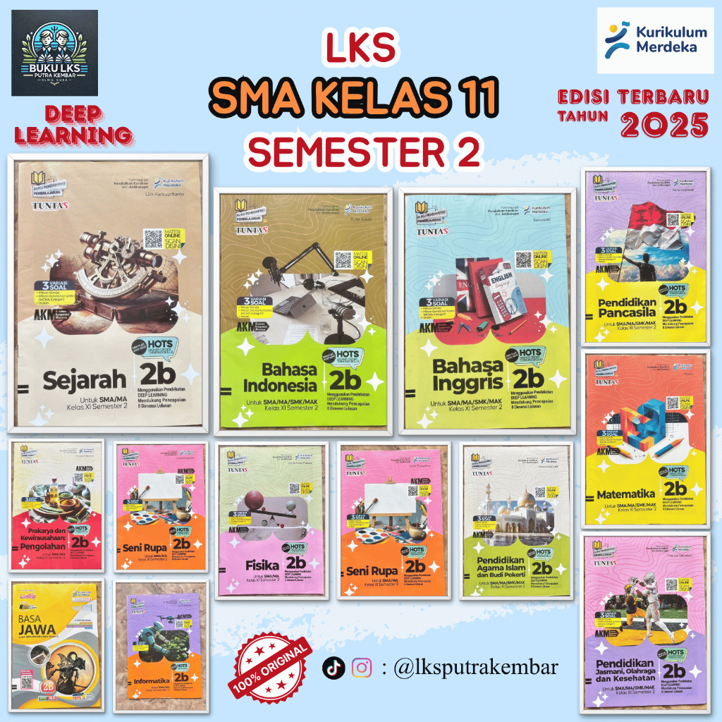 LKS TUNTAS MATEMATIKA, BAHASA INGGRIS, SEJARAH, PKN, PAI KELAS 11 UNTUK SMA/MA/SMK/MAK SEMESTER 2 KU