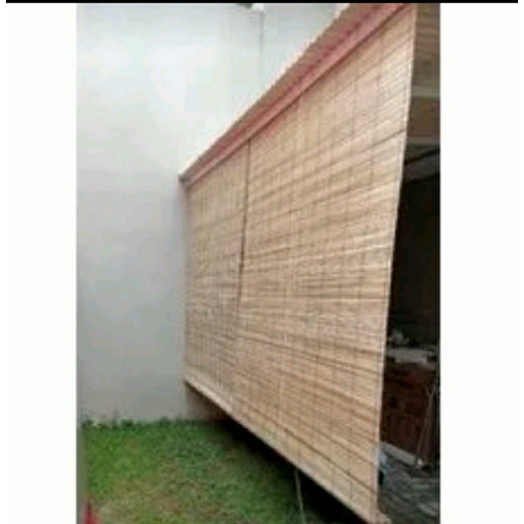 tirai bambu sawit u.2,5x3 lengkap tali penggulung