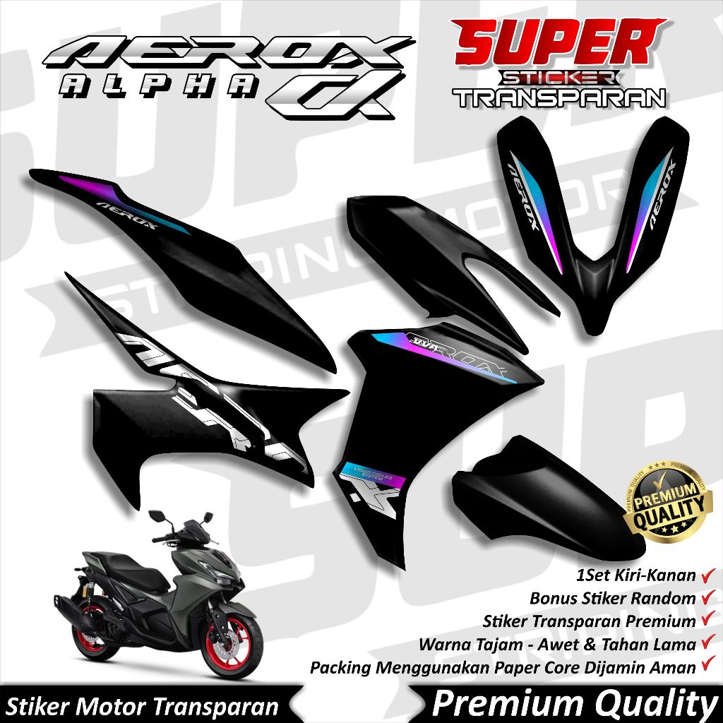 Stiker Aerox 155 NEW Transparan keren Striping Aerox ALPHA 155 New Stiker Transparan UV Aerox 155 NE