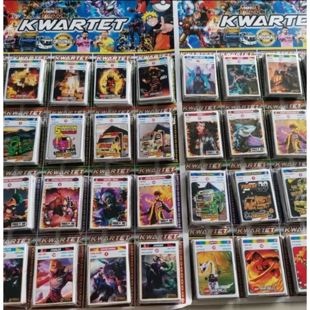 VIRAL KARTU KWARTET WAYANG JADUL MOTIF KARTUN,NARUTO,ONE PEACE,ROBOK,MOBILE LEGEND