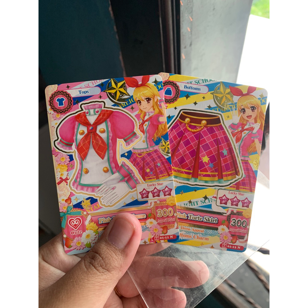 Aikatsu card - Pink torte top & bottom set card ichigo