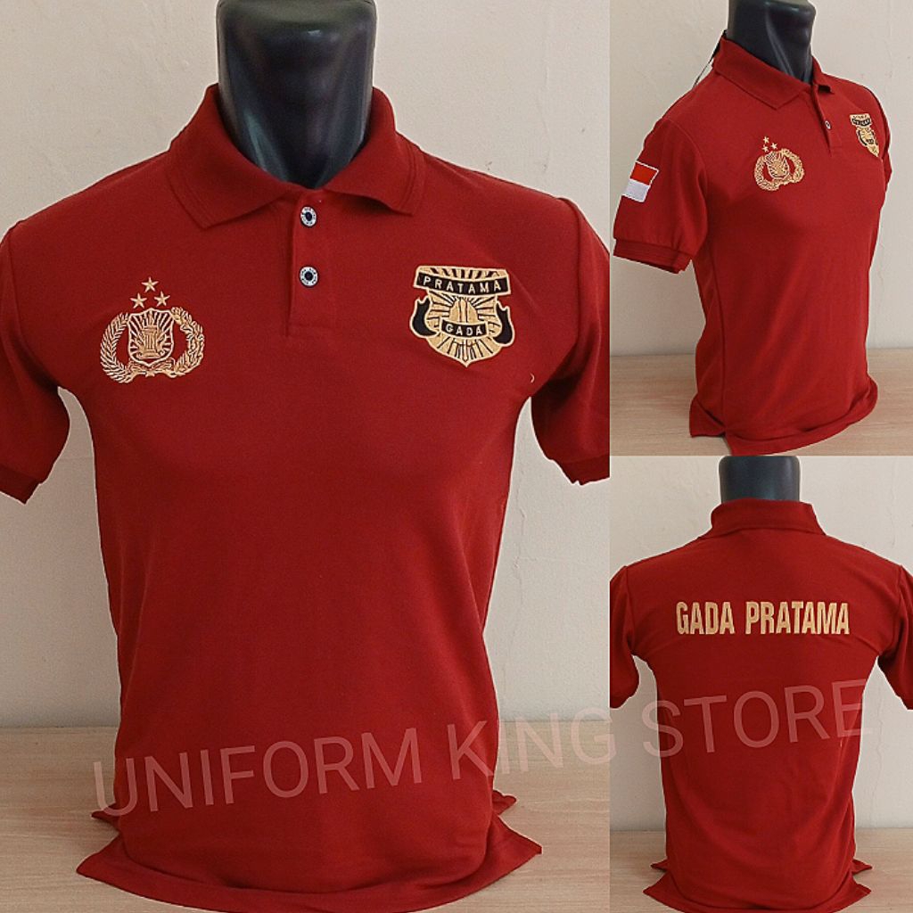 KAOS GADA PRATAMA TERBARU MARUN FULL BORDIR - KAOS KERAH GADA PRATAMA MARUN BORDIR - KAOS GADA PRATA