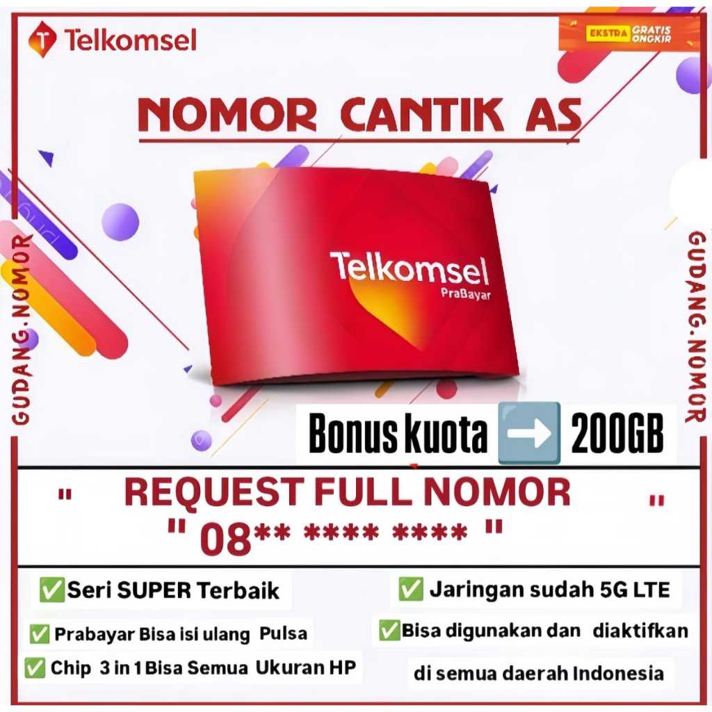 Promo nomor cantik telkomsel BEBAS REQUEST NOMOR BONUS KUOTA 200GB